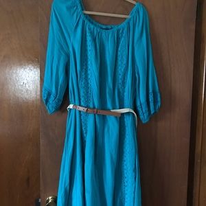 Turquoise blue cotton dress